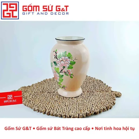 Lọ Hoa Gốm Sứ Đùi Dế Vẽ Chim Hoa Phù Dung - Trang Trí Nhà Cửa Sang Trọng Thêm Phong Cách Việt