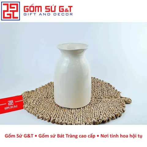 Lọ Hoa Gốm Sứ Dáng Phích Miệng Loe Vẽ Hoa Loa Kèn - Trang Trí Nhà Cửa Độc Đáo và Sang Trọng