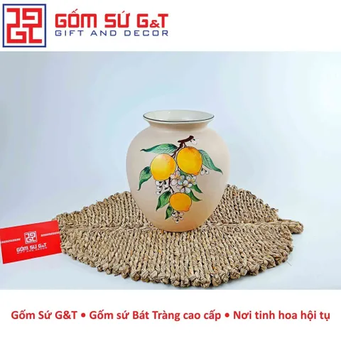 Lọ Hoa Gốm Sứ Dáng Vò Vẽ Cam - Trang Trí Nhà Cửa Sang Trọng và Đẹp Mắt