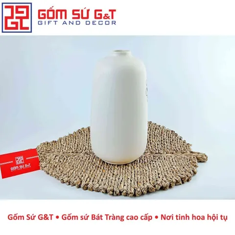 Lọ Hoa Gốm Sứ Dáng Phích Miệng Nhỏ Vẽ Sen - Trang Trí Nội Thất Đẹp Mắt và Sang Trọng