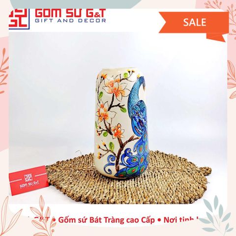 Lọ Hoa Dáng Đu Đủ Khắc Công Gốm Sứ G&T - Vật Phẩm Phong Thủy Độc Đáo Trang Trí Nhà Cửa