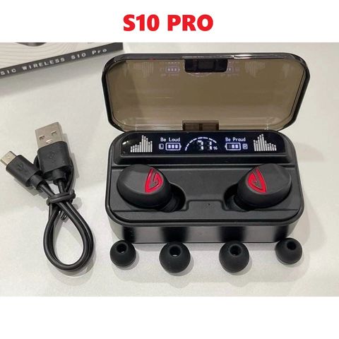 Tai Nghe Bluetooth Không Dây S10 Pro TWS Chống Ồn, Âm Thanh HIFI 9D, Sạc Dự Phòng 2200mAh, Chống Nước IPX7, Micro Nhét Cảm Ứng