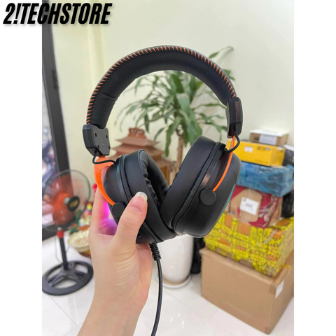 Tai Nghe Chơi Game G-NET GX6 7.1 LED RGB - Tai Nghe Gaming Đen Cam, Âm Thanh Sống Động, Mic Có Thể Uốn, Phụ Kiện Máy Tính Chất Lượng