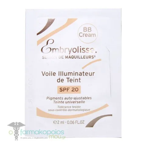 Kem nền BB Cream Embryolisse SPF 20 - Dưỡng ẩm, làm sáng và đồng nhất màu da, Giảm khuyết điểm, 2ml Sample