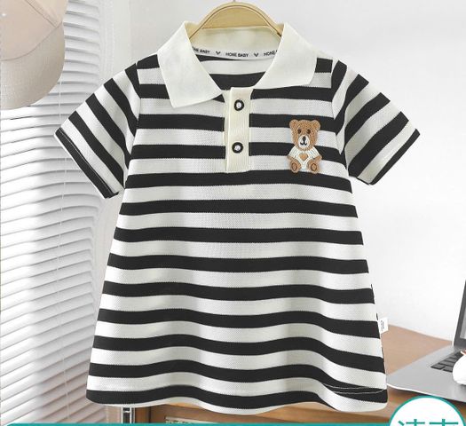 Váy Polo Đen Trắng Kẻ Sọc Chữ A cho Bé - Thời Trang Trẻ Em WGWE - Phong Cách Năng Động, Chất Liệu Polyester