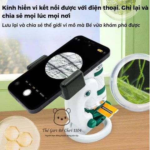 Kính Hiển Vi Mini 60x-180x - Đồ Chơi Giáo Dục Khám Phá Khoa Học Cho Bé - Kèm Giá Đỡ Tiện Lợi, Đèn LED Hai Chiều