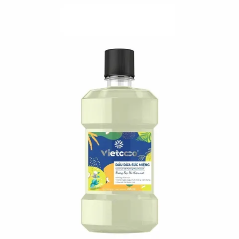 Dầu Dừa Súc Miệng Vietcoco Hương Bạc Hà 225ml - Giúp Diệt Khuẩn, Ngăn Ngừa Sâu Răng, Tươi Mát Hơi Thở, Không Chứa Cồn
