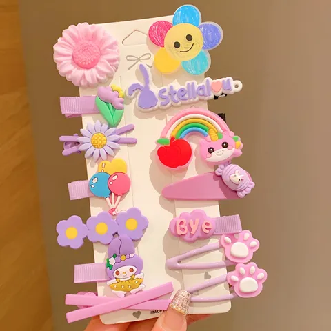 Kẹp tóc cho bé gái họa tiết hoạt hình đáng yêu phong cách Hàn Quốc Set 14 cái