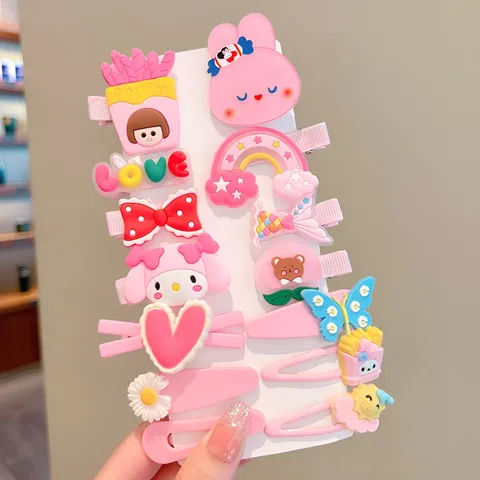 Kẹp tóc cho bé gái họa tiết hoạt hình đáng yêu phong cách Hàn Quốc Set 14 cái