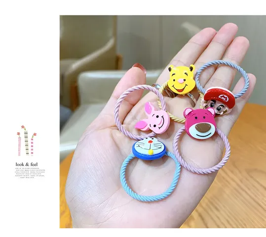 Hộp 30 dây cột tóc nhiều họa tiết đáng yêu cho bé gái