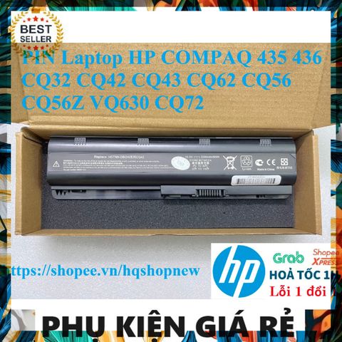 Pin Laptop Chính Hãng HP COMPAQ 435 436 CQ32 CQ42 CQ43 CQ62 CQ56 CQ56Z VQ630 CQ72 MU06 - 6 Cell, Đen, Bảo Hành Nhanh Chóng