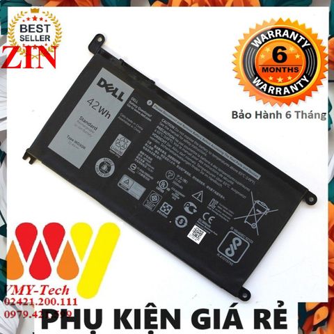 Pin Laptop Dell Vostro 5468, Inspiron 13-5000, 13-7000 WDX0R - Chính Hãng 100% - Đen, 42W, Thay Thế - Linh Kiện Laptop Xịn