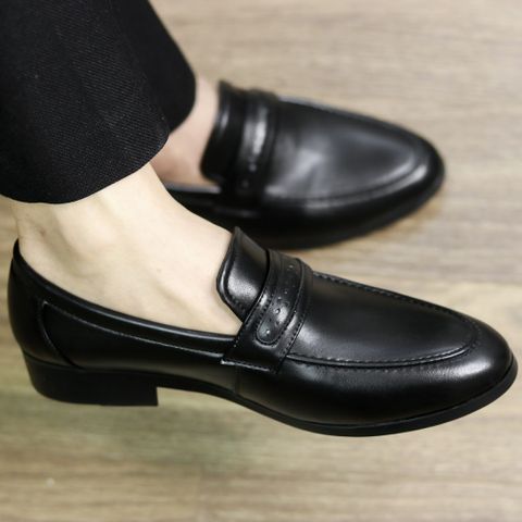 Giày Tây Lười Nam Da Mềm Mũi Tròn Thiết Kế Băng Đục, Đế Cao Su Thời Trang Dễ Phối Đồ - Giày Công Sở Sang Trọng