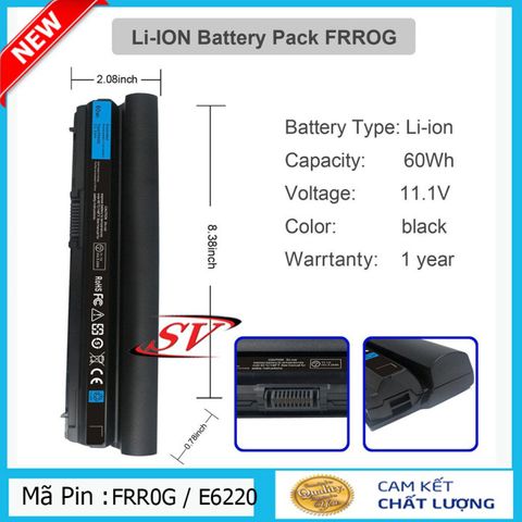 Pin Laptop DELL E6220 E6230 E6320 E6330 E5220 4400-5200mAh - Pin Thay Thế Chất Lượng Cao, Bảo Hành 9 Tháng