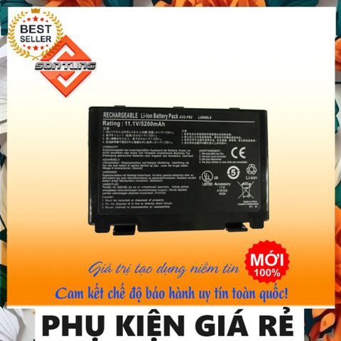 Pin Laptop ASUS K40IJ, K70, K70AB, K70AC - Pin Thay Thế Chính Hãng 4400mAh, 6 Cell, Li-ion, Đen, Bảo Hành 9 Tháng