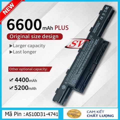 Pin Laptop Acer 6 Cell - Thay Thế Chính Hãng Dành Cho Aspire 4738, 4733, 4739, 4741, 4750, 4752, 4755, 4771 - Bảo Hành 9 Tháng