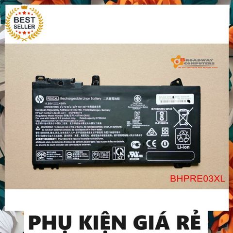 Pin Laptop HP RE03XL Chính Hãng - Tương Thích ProBook 450 G6, 440 G6, 430 G6 - 11.55V, 45Wh, Bảo Hành 6 Tháng