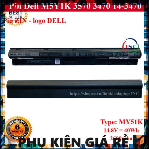 Pin Laptop Dell Zin M5Y1K Cho Latitude 3570 3560 3470 14-3470 Vostro Inspiron 3578 3478 3576 - Bảo Hành 6 Tháng, Dung Lượng 2600mAh