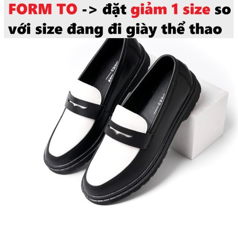Giày Tây Lười Nam Penny Loafer Da Nguyên Tấm Đen Trắng - Giày Sơn Tùng Thời Trang Cao Cấp, Sang Trọng, Thoải Mái