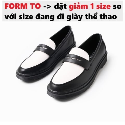 Giày Tây Lười Nam Penny Loafer Da Nguyên Tấm Đen Trắng - Giày Sơn Tùng Thời Trang Cao Cấp, Sang Trọng, Thoải Mái