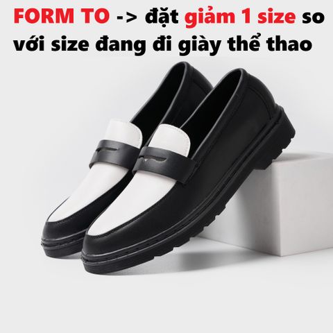 Giày Tây Lười Nam Penny Loafer Da Nguyên Tấm Đen Trắng - Giày Sơn Tùng Thời Trang Cao Cấp, Sang Trọng, Thoải Mái
