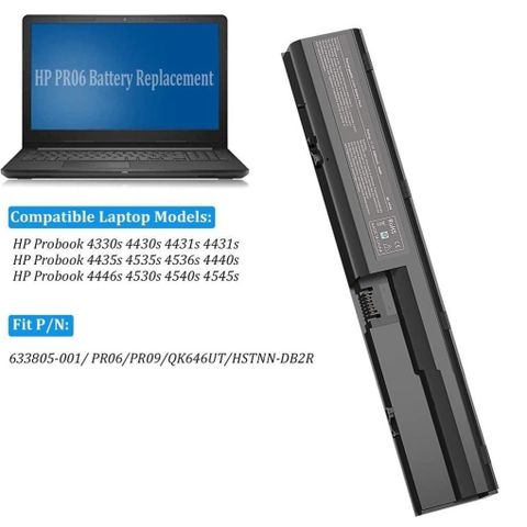 Pin Laptop HP Probook 6 Cell 10.8V 4400mAh - Tương thích 4430 4530 4430s 4330S 4331s 4431s 4535s và hơn thế nữa - Bảo hành 12 tháng