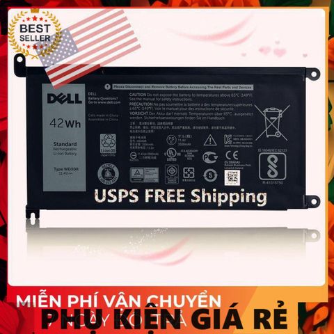 Pin Laptop Dell Vostro 5468 P75G001 - Pin Chính Hãng Đen 42W, Thời Gian Sử Dụng Lâu, Phụ Kiện Laptop Chất Lượng Cao