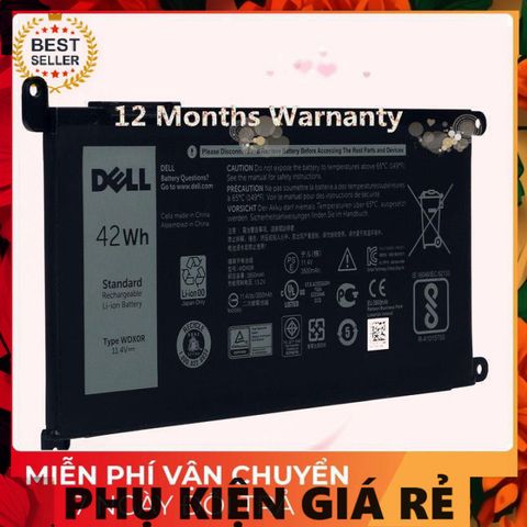 Pin Laptop Dell Inspiron 14 7460 5765 5767 3CRH3 C4HCW FC92N 42Wh Chính Hãng - Pin Zin Đen, 100% Mới, Bảo Hành Chất Lượng