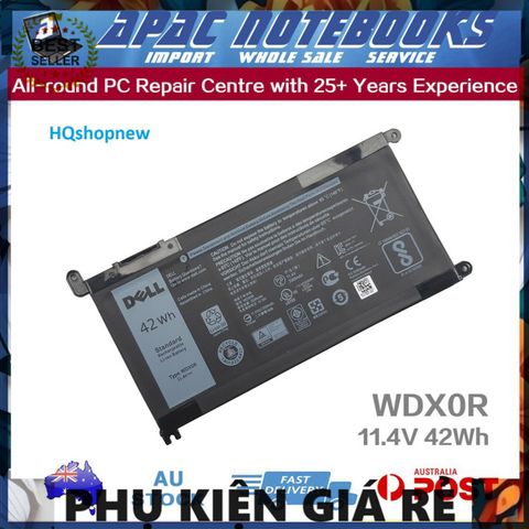 Pin Laptop Dell Inspiron WDX0R 42w - Phụ Kiện Chính Hãng Đen, Bảo Hành Nhanh Chóng cho 7570 7560 5578 7368 5567 5568 13 5368 7569 7579