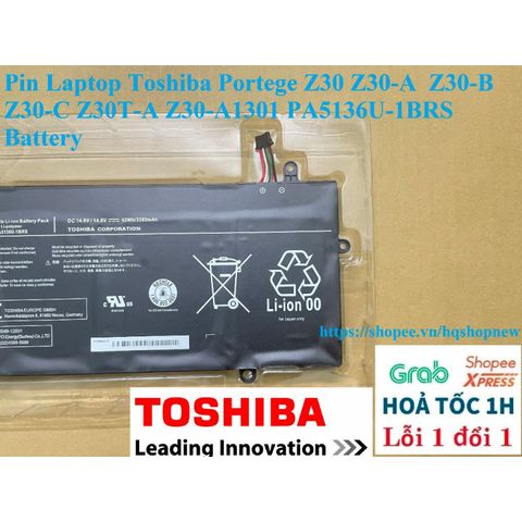 Pin Laptop Toshiba Portege Z30 Z30-A1 Z30-B Z30-C Z30T-A PA5136U-1BRS 14.8V 52Wh - Bảo Hành 5 Tháng, Sản Phẩm Mới 100%