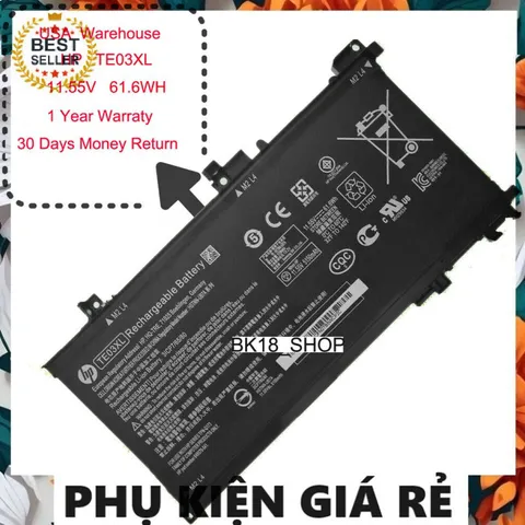 Pin HP Pavilion 15 UHD TE03XL Chính Hãng - Dung lượng 3000mAh, Thời gian sử dụng 2.5h-5.5h, Bảo hành 6 tháng
