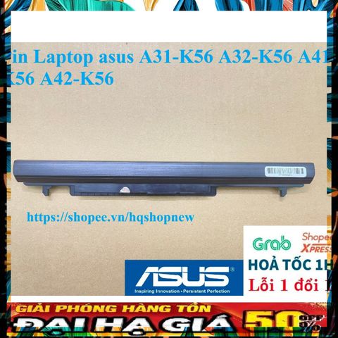 Pin Laptop Asus 6 Cell A31-K56 A32-K56 A41-K56 A42-K56 - Pin Chính Hãng, Bảo Hành 100% - Phụ Kiện Laptop Đen Chất Lượng Cao