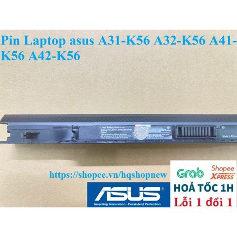 Pin Laptop Asus 6 Cell A31-K56 A32-K56 A41-K56 A42-K56 - Pin Chính Hãng, Bảo Hành 100% - Phụ Kiện Laptop Đen Chất Lượng Cao