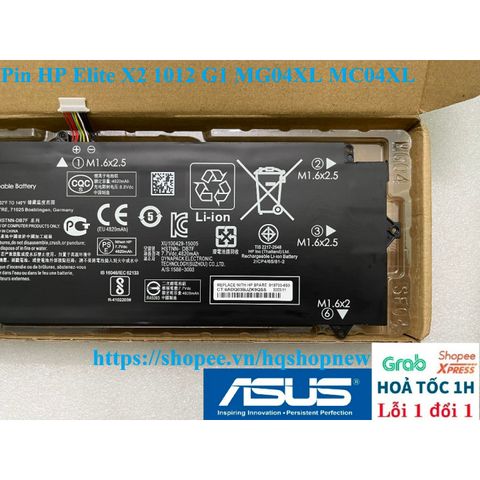 Pin Laptop HP Elite X2 1012 G1 MG04XL MC04XL - 40Wh Chất lượng cao, Bảo hành đổi mới 100% cho laptop HP