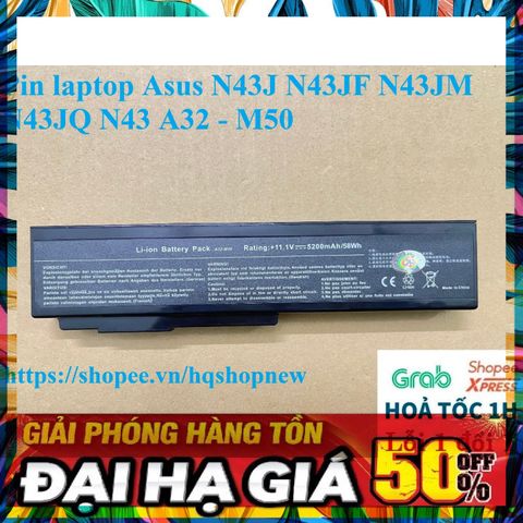Pin Laptop Asus N43J N43JF N43JM N43JQ N43 A32 - Pin Chính Hãng 6 Cell Mới 100%, Bảo Hành Đổi Mới 100%