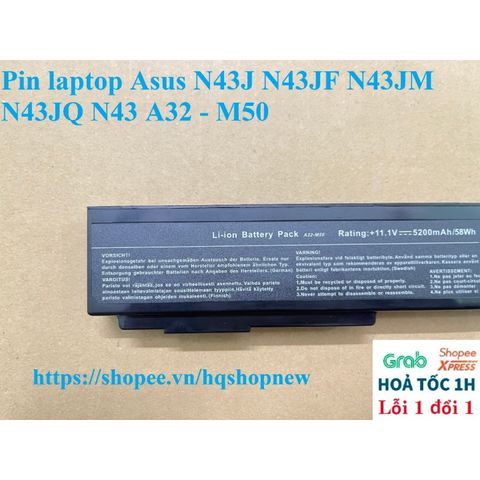 Pin Laptop Asus N43J N43JF N43JM N43JQ N43 A32 - Pin Chính Hãng 6 Cell Mới 100%, Bảo Hành Đổi Mới 100%