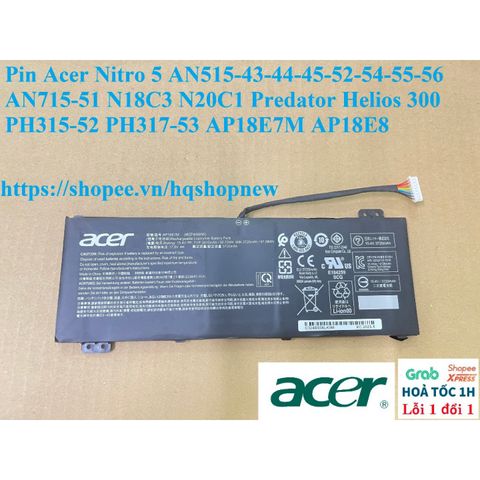 Pin Laptop Acer Nitro 5 AN515-43-44-45-52-56, AN715-51, Predator Helios 300 PH315-52 - Hàng Mới 100%, Bảo Hành Nhanh Chóng