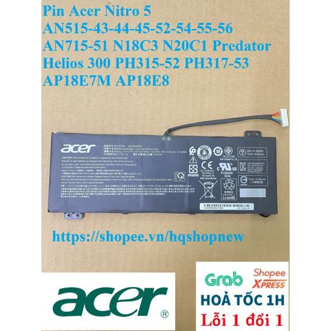 Pin Laptop Acer Nitro 5 AN515-43-44-45-52-56, AN715-51, Predator Helios 300 PH315-52 - Hàng Mới 100%, Bảo Hành Nhanh Chóng