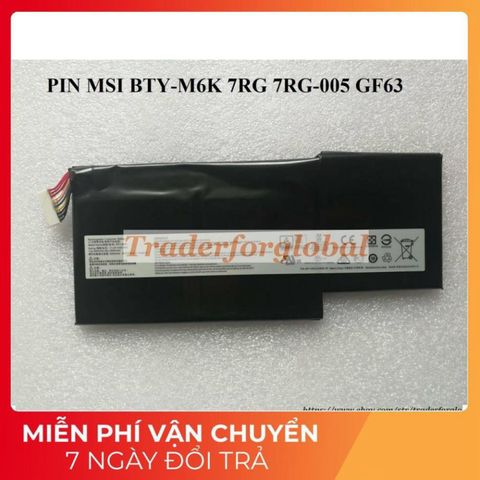 Pin Laptop Chính Hãng MSI BTY-M6K - Tương Thích GF63, GF75 7RG 8RC 8RD 9SC, Bảo Hành 6 Tháng, 4500mAh, Mới 100%