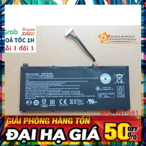 Pin Laptop Acer AC14A8L Chính Hãng - Thế Hệ Aspire V15 V17 VN7-571 VN7-591 VN7-791, Dung Lượng 43.08Wh, Bảo Hành 100%