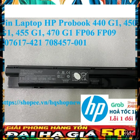 Pin Laptop HP Probook 440 G1, 450 G1, 455 G1, 470 G1 6 Cell FP06 FP09 - Sản phẩm Chính Hãng, Bảo Hành 100%