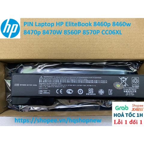 Pin Laptop HP EliteBook CC06XL - Pin 6 Cell Chính Hãng Đen, Tương Thích Các Mẫu 8460p, 8460w, 8470p, 8470W, 8560P, 8570P