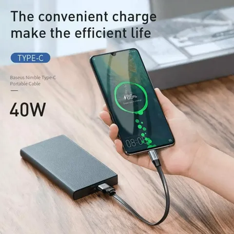 Cáp USB Type C ngắn 23cm 5A 40W sạc nhanh Quick Charge 3.0 cho Android - Dùng với Pin dự phòng tiện lợi