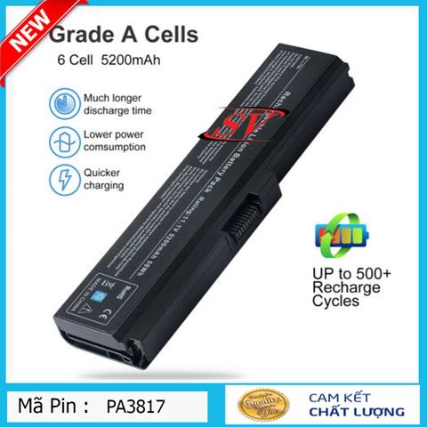 Pin Laptop Toshiba 3817 PA3817U - 6 Cell 5200mAh 11.1V Thay Thế cho C640 L510 L645 L655 L730 A665 - Bảo Hành 9 Tháng