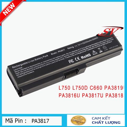 Pin Laptop Toshiba 3817 PA3817U - 6 Cell 5200mAh 11.1V Thay Thế cho C640 L510 L645 L655 L730 A665 - Bảo Hành 9 Tháng