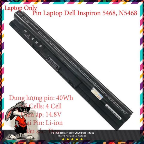 Pin Laptop Dell Inspiron N5468 - Pin Li-ion 40Wh 4 Cell Đen Mới 100% - Bảo Hành 12 Tháng