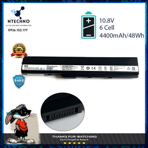 Pin Laptop Asus A32-K52 A52J A42J K52 K52F X426 6 Cell Li-ion 4400mAh - Bảo Hành 12 Tháng, Dùng An Toàn, Tương Thích Đầy Đủ