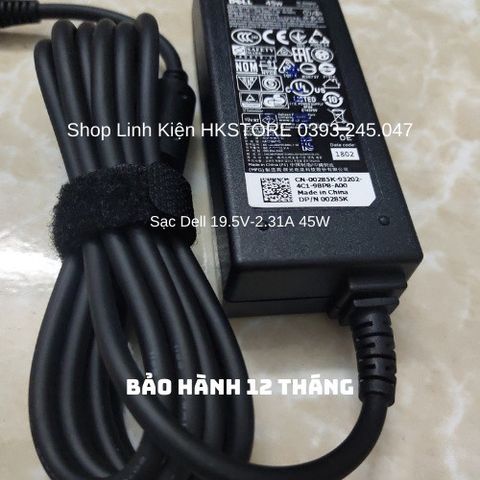 Sạc Laptop Dell 19.5V-2.31A 45W cho Inspiron 14, XPS 11, 12, 13 - Bảo hành 24 tháng, kèm dây nguồn chất lượng cao