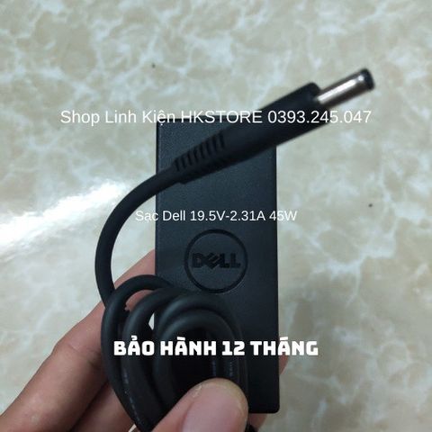 Sạc Laptop Dell 19.5V-2.31A 45W cho Inspiron 14, XPS 11, 12, 13 - Bảo hành 24 tháng, kèm dây nguồn chất lượng cao