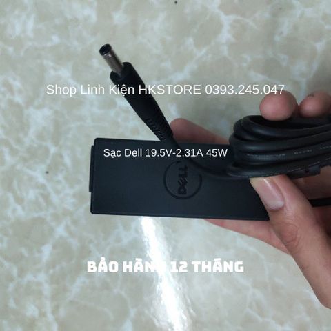 Sạc Laptop Dell 19.5V-2.31A 45W cho Inspiron 14, XPS 11, 12, 13 - Bảo hành 24 tháng, kèm dây nguồn chất lượng cao